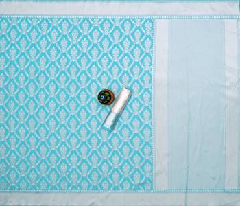 Turquoise silk blend jacuard work festival saree with unstitched blouse piece 4
