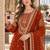 orange georgette readymade suit with embroidery & sequence work