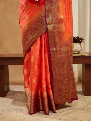 Women's banarasi silk with jacquard woven festive wear saree with blouse 2