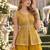 yellow georgette readymade palazzo suit with sequence lakhnavi embroidery work