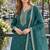 teal green silk blend unstitched suit with embroidery & sequence work