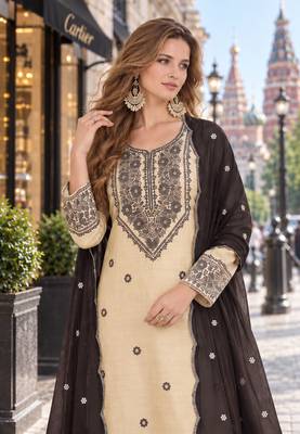 white & black cotton unstitched suit with embroidery patch work 2