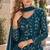 d green georgette free size stitched suit with embroidery & sequence work 