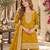 mustard chinon readymade suit with embroidery & sequence work