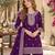 violet chinon readymade suit with embroidery & sequence work