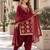 maroon silk blend unstitched suit with embroidery & mirror work