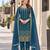 teal silk blend unstitched suit with embroidery & mirror work
