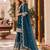 teal silk blend readymade suit with embroidery & sequence work