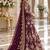 wine net semi stitched anarkali suit with embroidery & stone work