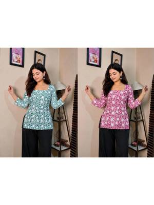 Women floral printed indie florals kurta 2
