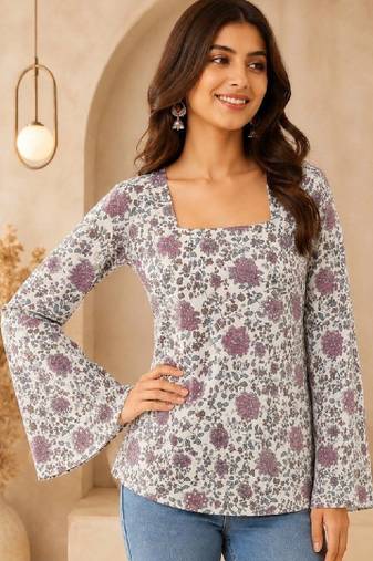 Women floral printed bell sleeves floral kurta