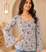 Women floral printed bell sleeves floral kurta