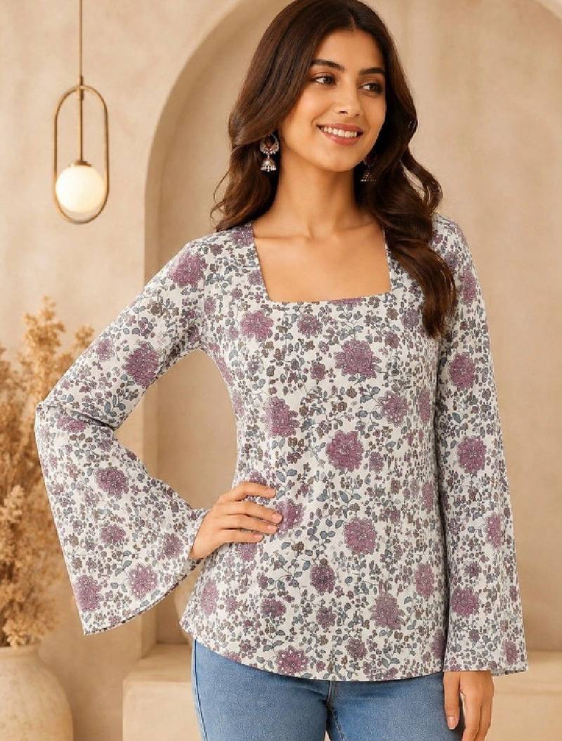Women floral printed bell sleeves floral kurta