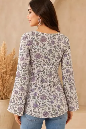 Women floral printed bell sleeves floral kurta