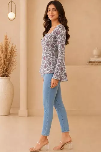 Women floral printed bell sleeves floral kurta