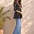 Women ethnic motifs printed mirror work kurta