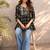 Women ethnic motifs printed mirror work kurta