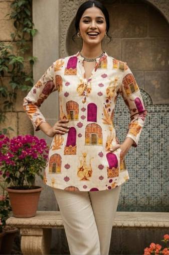 Women ethnic motifs printed indie prints handloom kurta