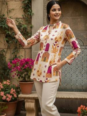Women ethnic motifs printed indie prints handloom kurta 2
