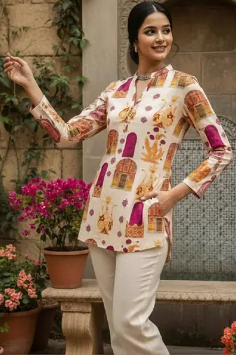 Women ethnic motifs printed indie prints handloom kurta