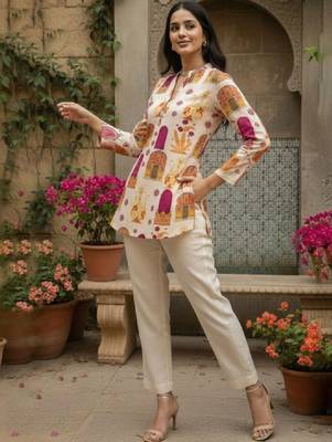 Women ethnic motifs printed indie prints handloom kurta 3