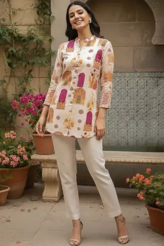 Women ethnic motifs printed indie prints handloom kurta