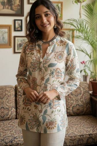 Women floral printed floral handloom kurta