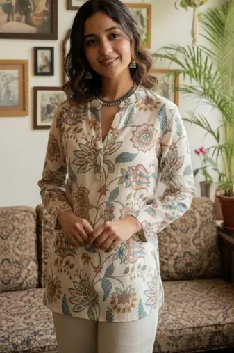 Women floral printed floral handloom kurta