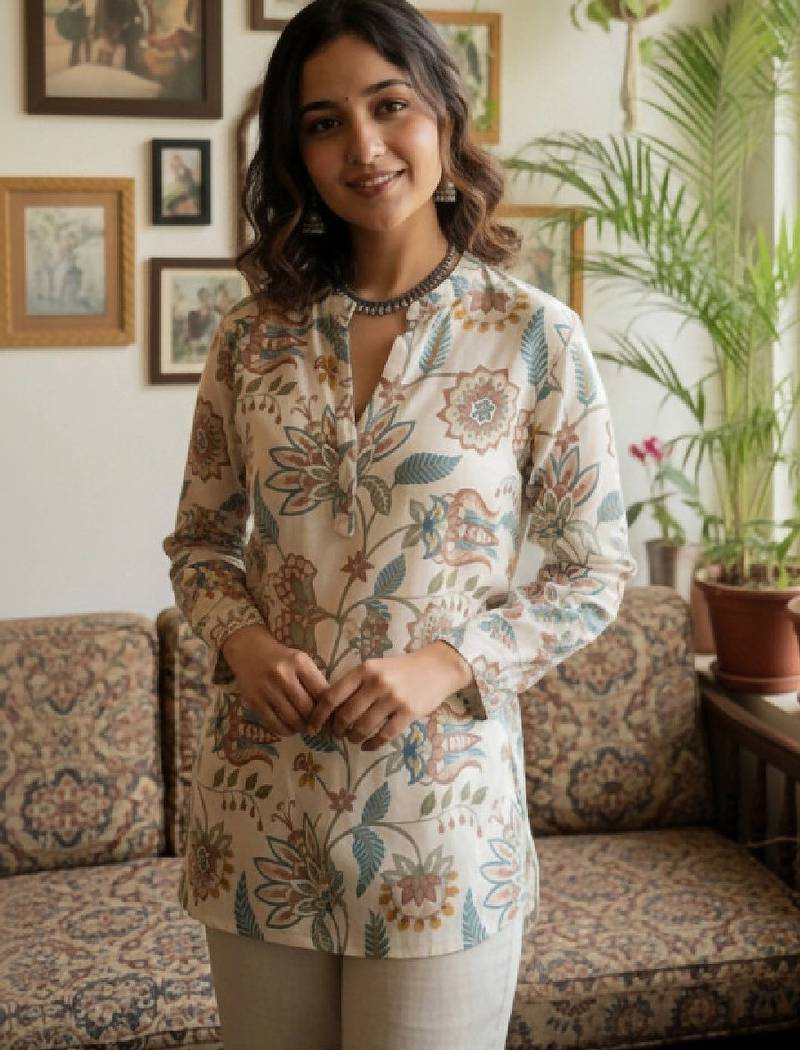 Women floral printed floral handloom kurta