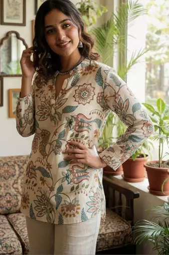 Women floral printed floral handloom kurta