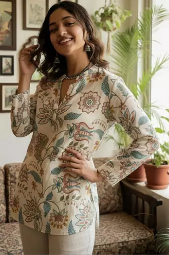Women floral printed floral handloom kurta