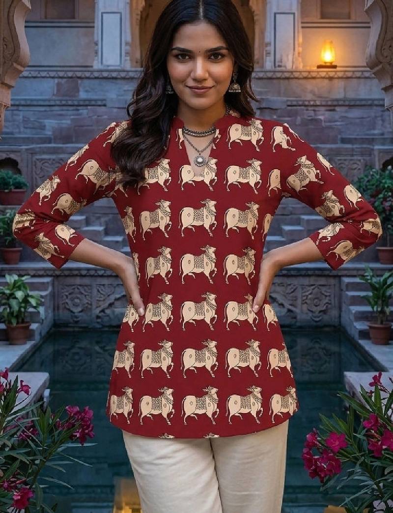 Women ethnic motifs printed indie prints handloom kurta