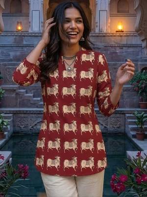 Women ethnic motifs printed indie prints handloom kurta 3