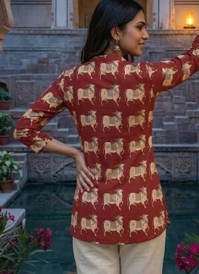 Women ethnic motifs printed indie prints handloom kurta 4
