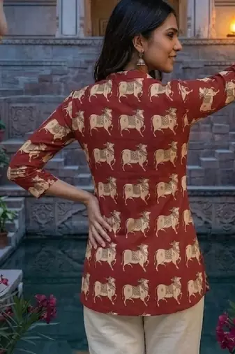 Women ethnic motifs printed indie prints handloom kurta