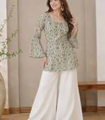 Women ethnic motifs printed flared sleeves kurta