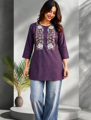 Women floral embroidered thread work floral kurta 1
