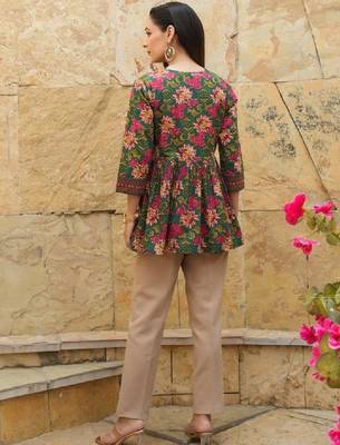 Women floral printed indie prints kurta 3