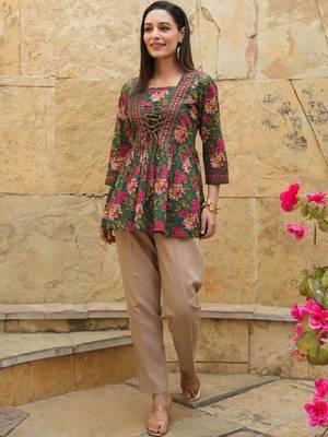 Women floral printed indie prints kurta 4