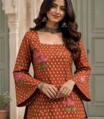 Women floral printed flared sleeves kurta