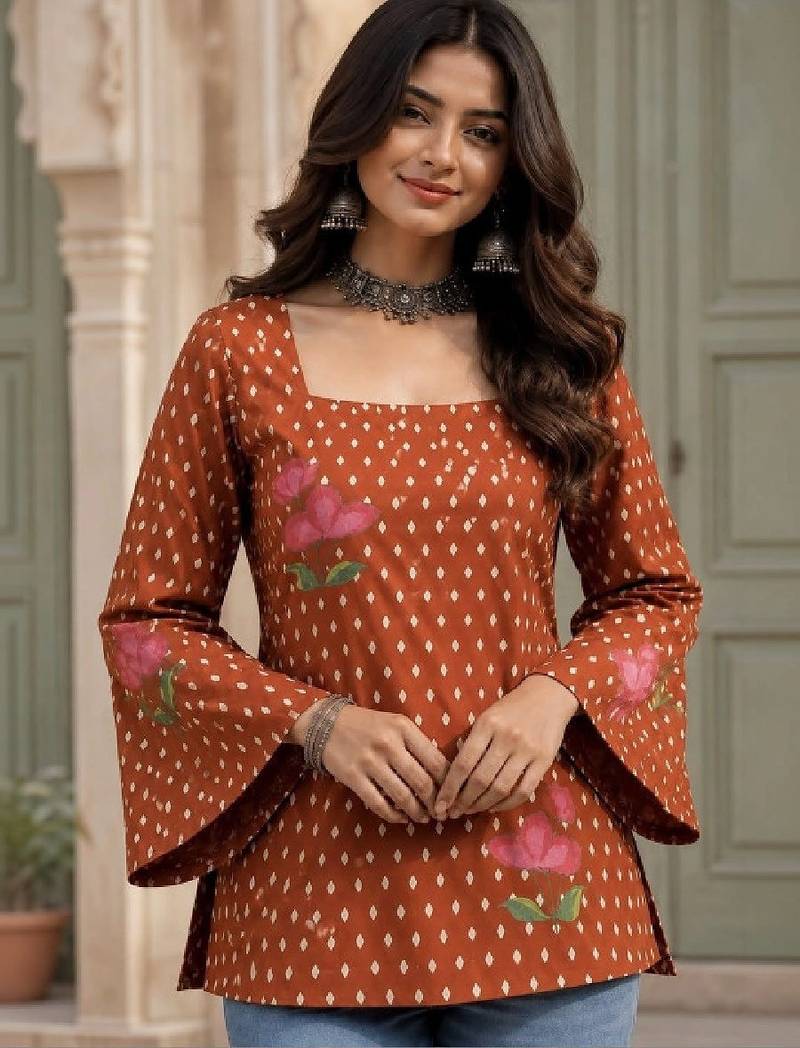 Women floral printed flared sleeves kurta