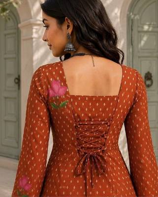 Women floral printed flared sleeves kurta 2