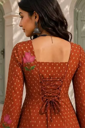 Women floral printed flared sleeves kurta