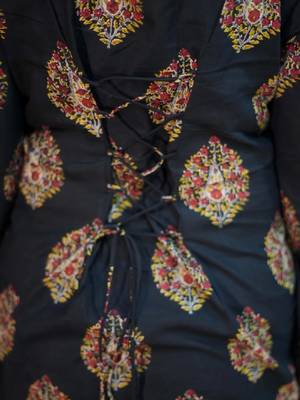 Women ethnic motifs printed flared sleeves indie prints kurta 3