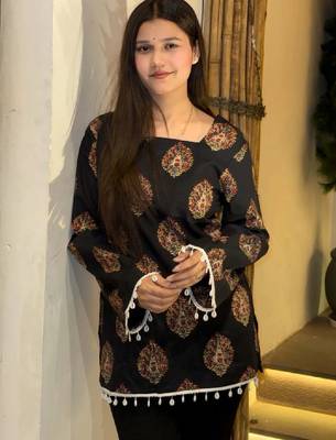 Women ethnic motifs printed flared sleeves indie prints kurta 4