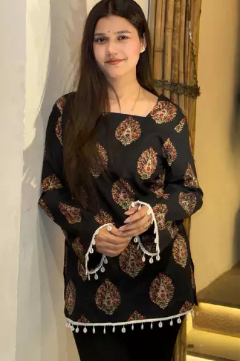 Women ethnic motifs printed flared sleeves indie prints kurta