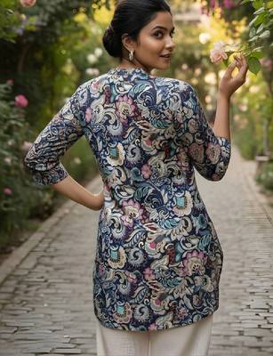 Women ethnic motifs printed handloom kurta 4