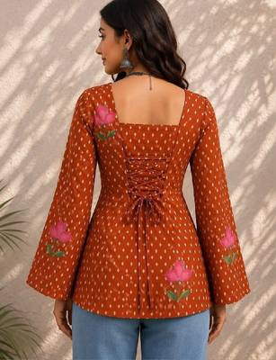 Women geometric printed flared sleeves kurta 2