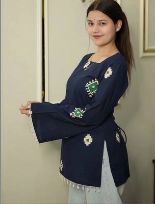 Women geometric printed flared sleeves kurta 2