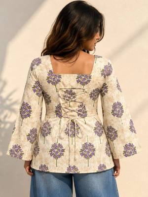 Women floral printed flared sleeves floral kurta 2